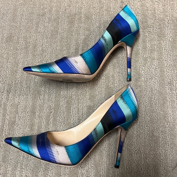 Jimmy Choo size 38 blue stripe pumps - Picture 4 of 5